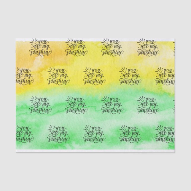 Papel De Seda Acuarela del verde amarillo usted es mi sol (Anverso)