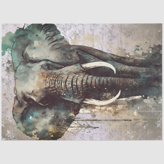 Papel De Seda Acuarela elefante (Anverso)