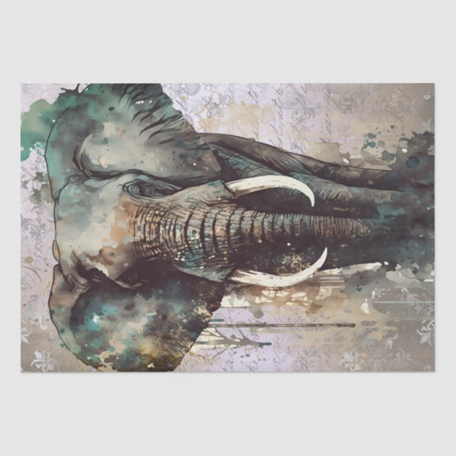 Papel De Seda Acuarela elefante (Anverso)