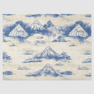 Papel De Seda Acuarela escénica de montaña alpina azul cielo