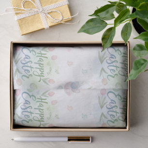 Papel De Seda Acuarela Feliz Pascua con Letra a Mano