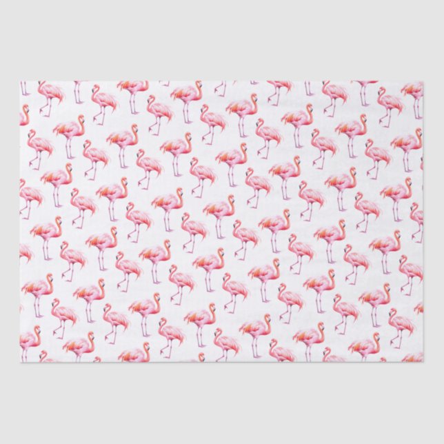 Papel De Seda Acuarela Flamingo rosa tropical (Anverso)