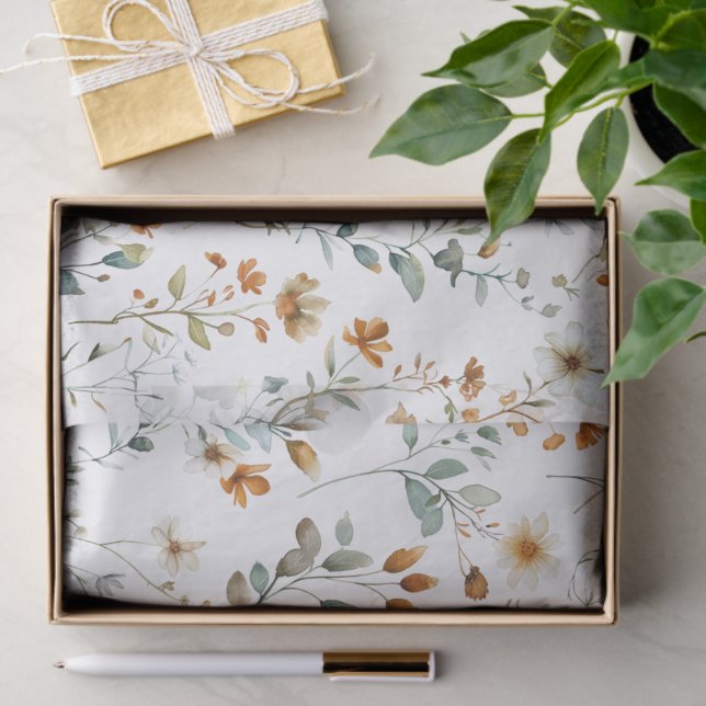 Papel De Seda Acuarela flor silvestre boho (Regalo )