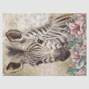 Papel De Seda Acuarela floral de cebra cutánea