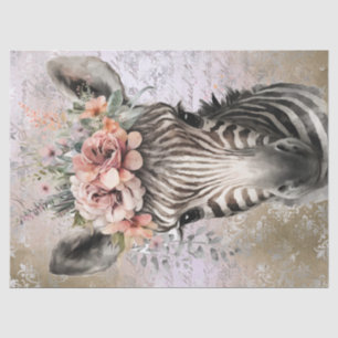 Papel De Seda Acuarela floral de cebra cutánea