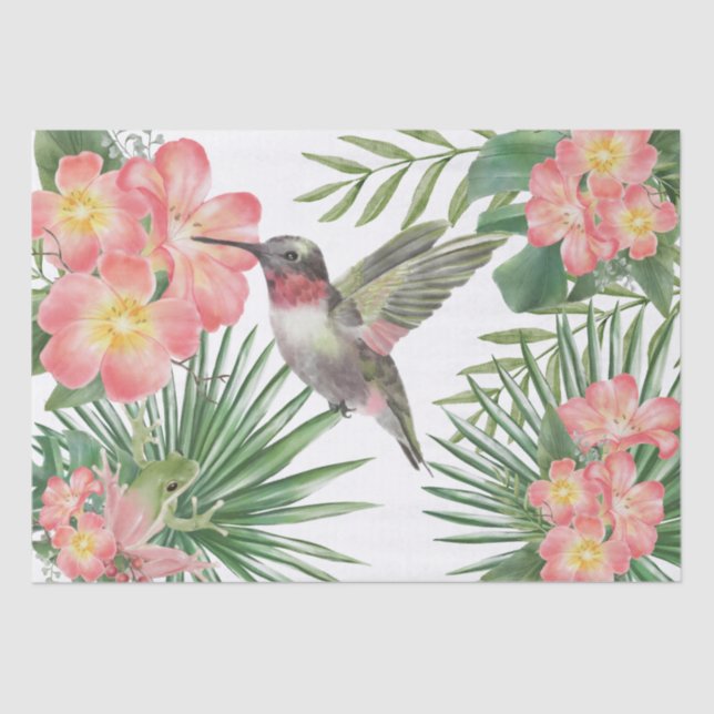Papel De Seda Acuarela Floral de Hummingbird (Anverso)