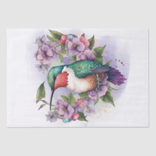Papel De Seda Acuarela Floral de Hummingbird