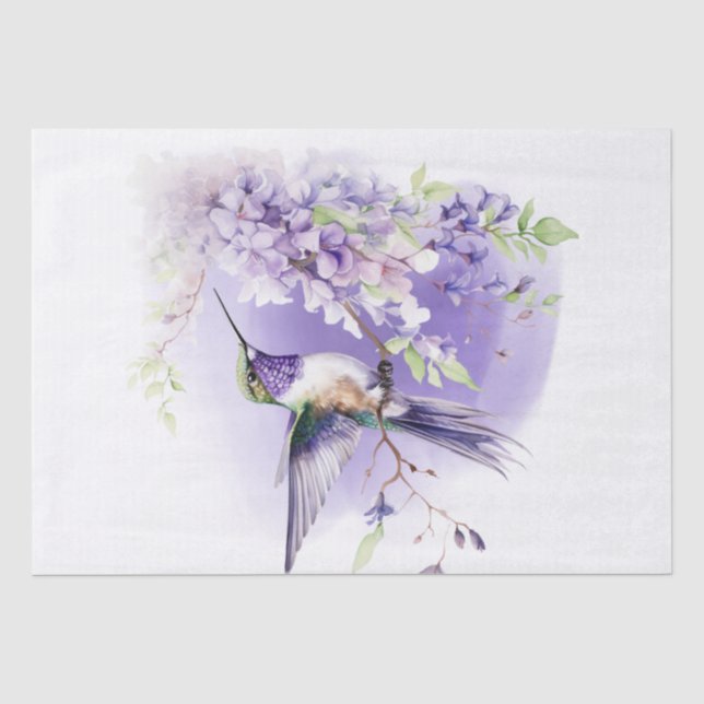 Papel De Seda Acuarela Floral de Hummingbird (Anverso)