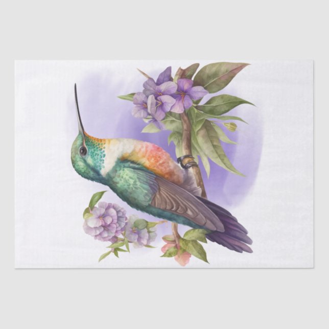 Papel De Seda Acuarela Floral de Hummingbird (Anverso)