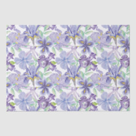 Papel De Seda Acuarela floral de Iris amarillo púrpura