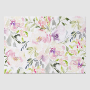 Papel De Seda Acuarela floral de primavera suelta expresiva