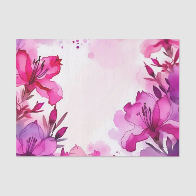 Papel De Seda Acuarela Floral de Vibrant Azalea (Anverso)