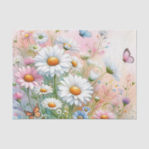 Papel De Seda acuarela floral en tonos pastel suaves