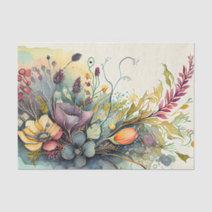 Papel De Seda Acuarela Floral Fantastica Whimsical Decoupage