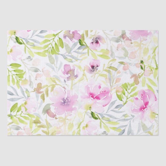 Papel De Seda Acuarela Floral Foliage (Anverso)