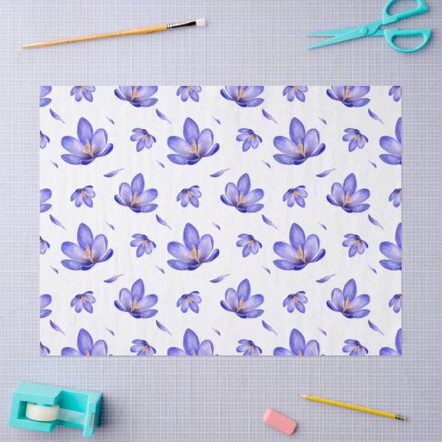 Papel De Seda Acuarela Floral Lavanda  (Artesanía)