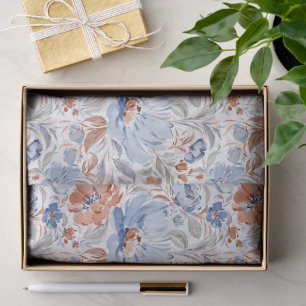 Papel De Seda Acuarela Floral Polvoriento Azul Floral Jardín