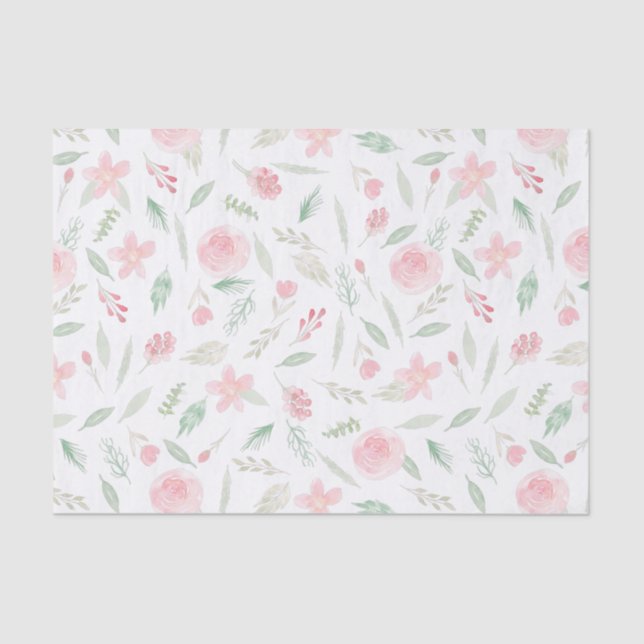 Papel De Seda Acuarela floral rosa Rubor (Anverso)