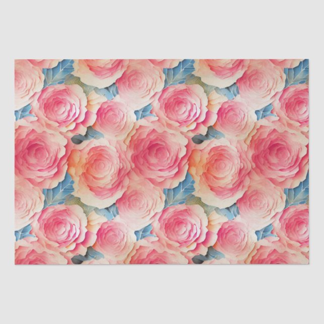 Papel De Seda Acuarela Flores de Primavera Pintadas Vibrantes (Anverso)