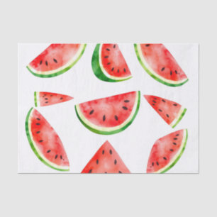 Papel De Seda Acuarela fresca de color sandía sobre fondo blanco