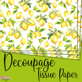 Papel De Seda Acuarela fresca limones amarillos hojas verdes