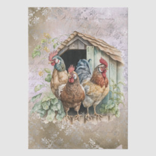 Papel de seda acuarela gallinas de granja de prima