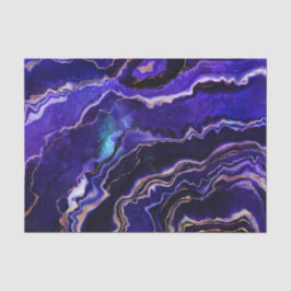 Papel De Seda Acuarela Geode Deep Blue Purple Rosa Agate de Oro