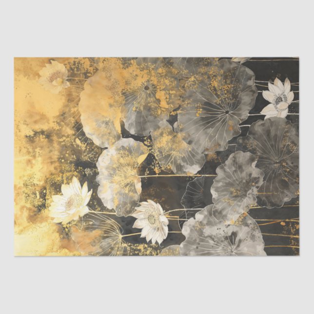 Papel De Seda acuarela Golden Lotus Elegance (Anverso)