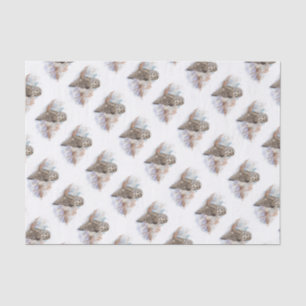 Papel De Seda Acuarela Gran Lechuza Gris Ave Natural Arte