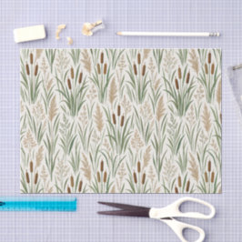 Papel De Seda Acuarela Juncos Botánicos Patrón