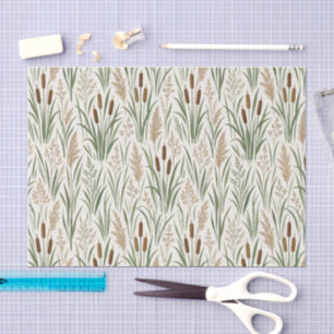 Papel De Seda Acuarela Juncos Botánicos Patrón