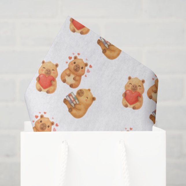 Papel De Seda Acuarela Lindo Carpincho Capibara (Bolsa de regalo)