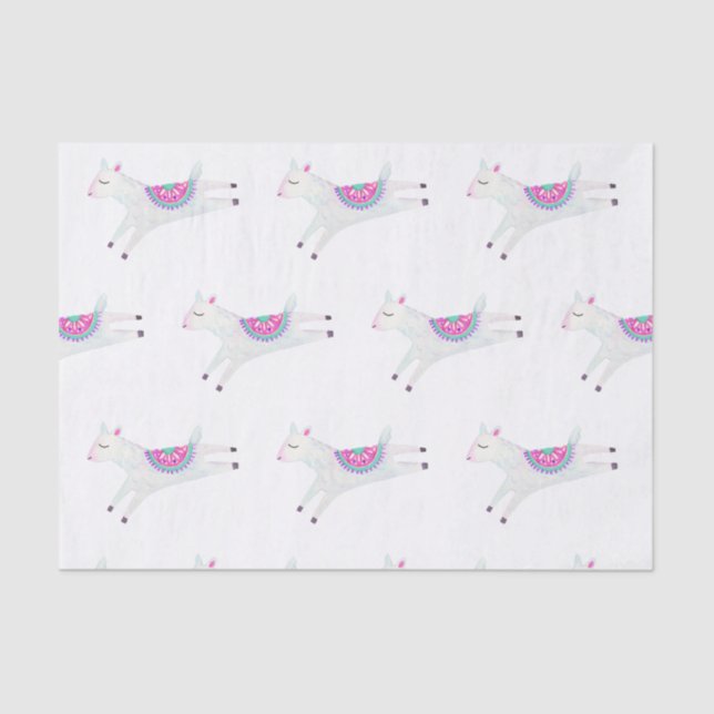 Papel De Seda Acuarela Llama Kids Birthday Fiesta (Anverso)