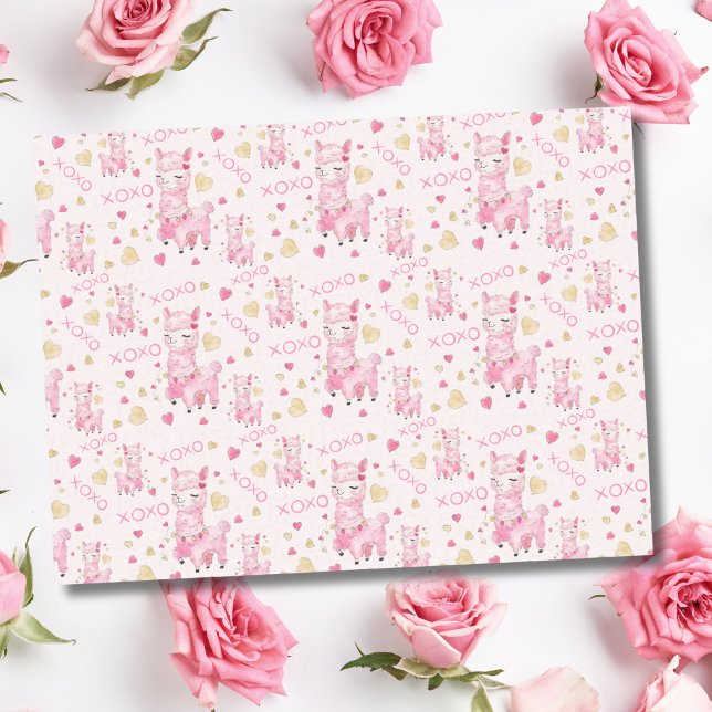 Papel De Seda Acuarela Llama Rosa XOXO (Subido por el creador)