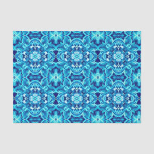 Papel De Seda Acuarela Mandala Flor en tonos azul índigo