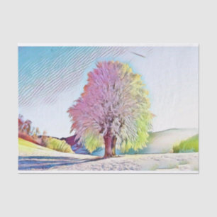 Papel De Seda Acuarela moderna de árboles nevados de colores