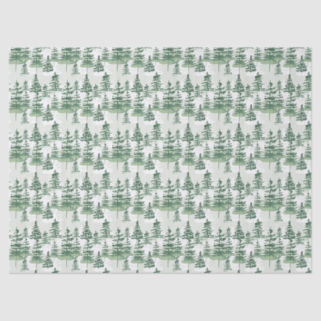 Papel De Seda Acuarela moderna Pine Trees Navidades caprichosos (Anverso)