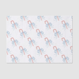 Papel De Seda Acuarela Monograma Bow Candy Cane