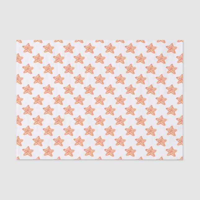 Papel De Seda acuarela naranja diseño de playa starfish (Anverso)