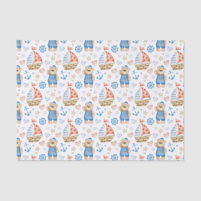 Papel De Seda Acuarela Náutica Cabeza de marinero (Anverso)