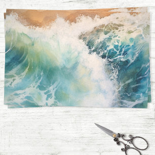Papel De Seda Acuarela Ocean Waves Beach Decoup