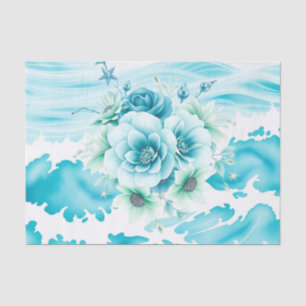 Papel De Seda Acuarela oceánica con fondo marino