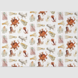 Papel De Seda Acuarela Octopus Cephalopod Ocean Animals