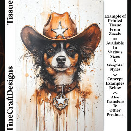 Papel De Seda Acuarela Pequeño Sheriff Vaquero Perro DP3 Decoupa