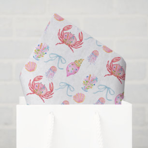 Papel De Seda Acuarela Preppy Costero Alegre y Brillante