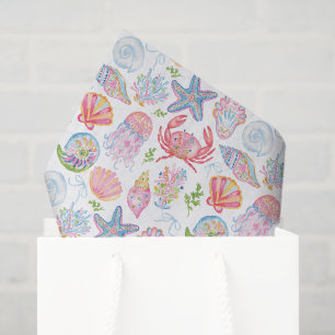 Papel De Seda Acuarela Preppy Costero Alegre y Brillante