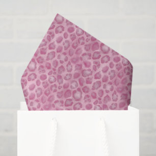 Papel De Seda Acuarela Preppy Estampado de Leopardo Rosa