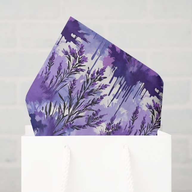 Papel De Seda Acuarela púrpura con flores (Bolsa de regalo)