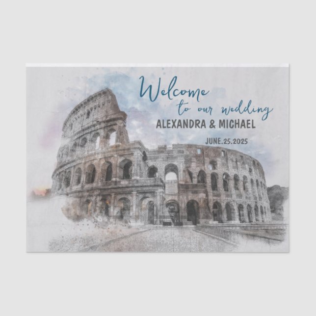 Papel De Seda Acuarela Roma, Italia (Anverso)