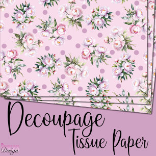 Papel De Seda Acuarela romántica peonías rosadas patrón de punto